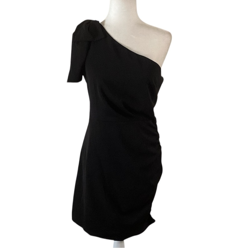 Mod on Trend One Shoulder Black Ruched Mini Dress NWT Medium